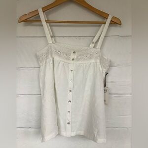 Laura Ashley dainty cami top polka dot and eyelet size small new